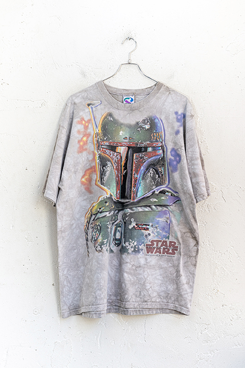 90's "STAR WARS" "Boba Fett" tie-dye T-shirt MADE IN USA